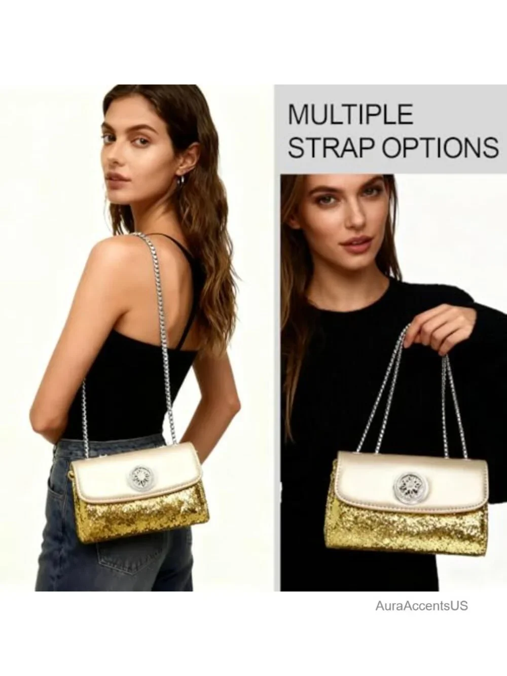 Small Flap Leather Crossbody Bag with Chain Strap